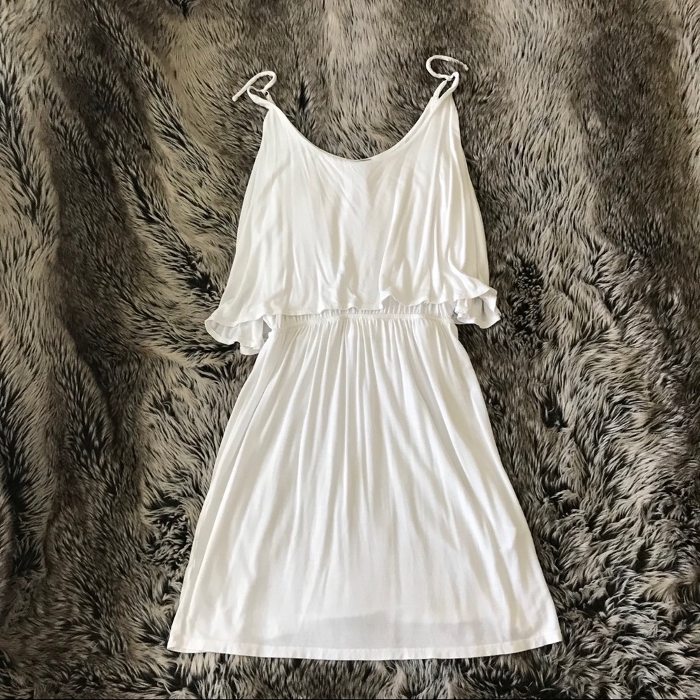 SOUTH MOON UNDER (BOBI) WHITE PEPLUM SHIFT DRESS